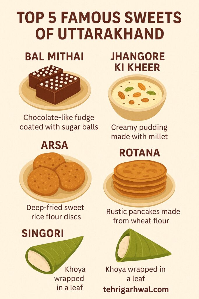 infographic of top 5 sweets of Uttarakhand